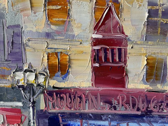 "Moulin Rouge". Original oil painting architecture. Cityscape