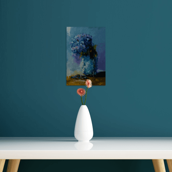 Modern still life painting with flowers in vase
