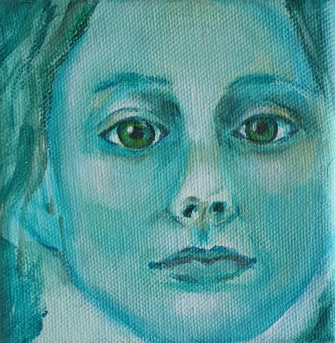 Expressive Portrait Drawing By Ksenia June, 4 X 4", Sisterhood - Anouk, Original Artwork