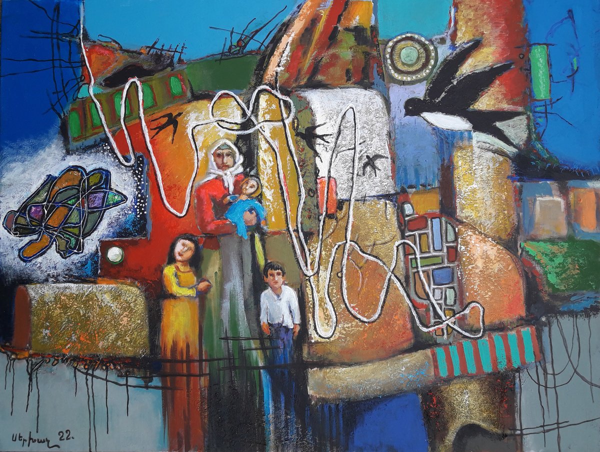 Impressionistic Portrait Oil Painting By Sergey Xachatryan, 31 X 24", Swallow, Original Artwork