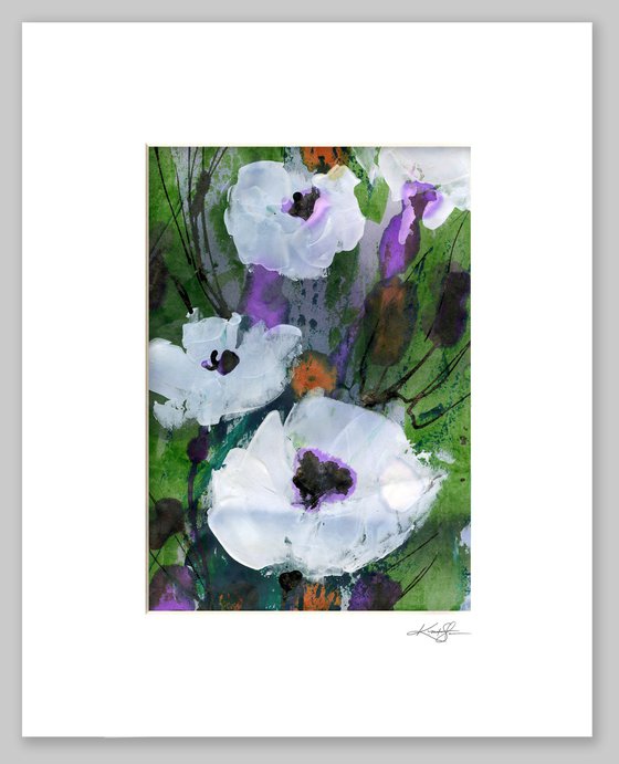 Abstract Floral Collection 3 - 3 Flower Paintings in mats by Kathy Morton Stanion