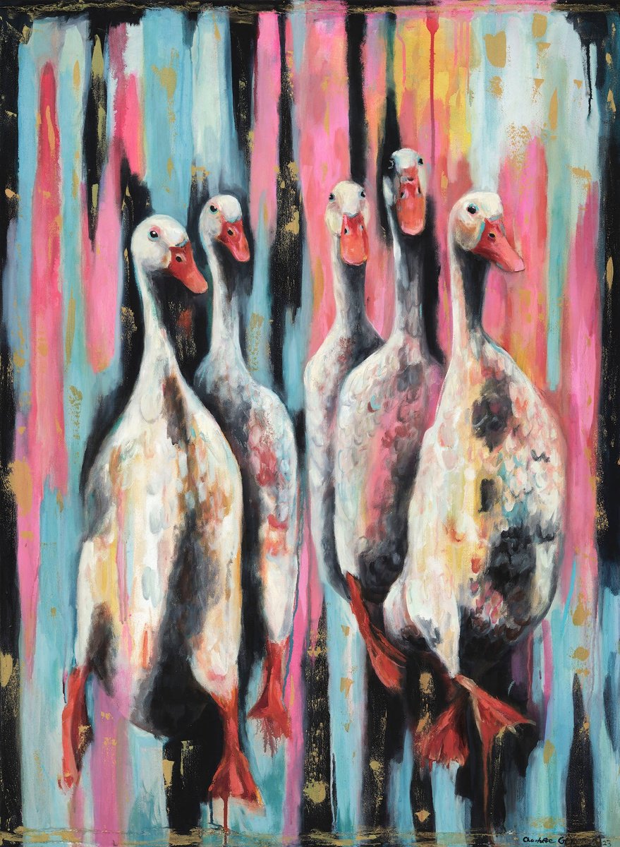 Expressive Animal Painting By Charlotte Gerrard, 43 X 59, Run N Bass 2, Original Artwork