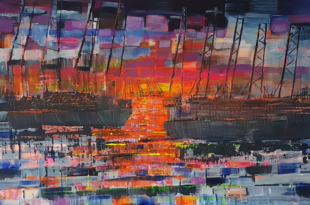 Sunset at Hamburg port 3 by Kathrin Floge
