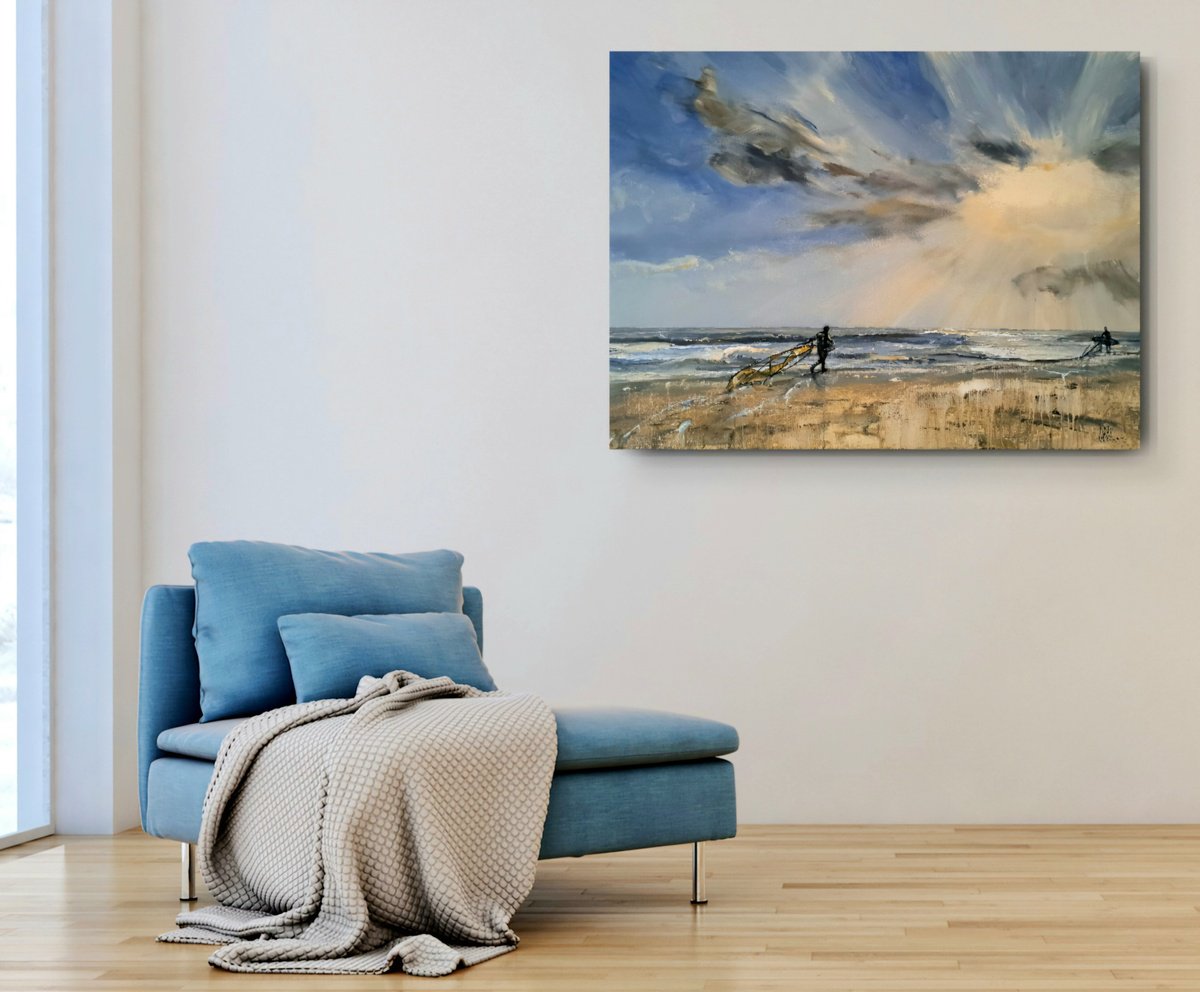 Surfers at Sandbanks by Joseph Charman