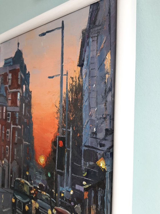 Fulham road sunset, London