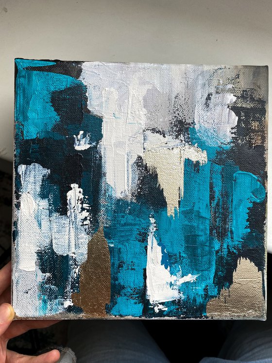 Teal Gold Abstract Canvas