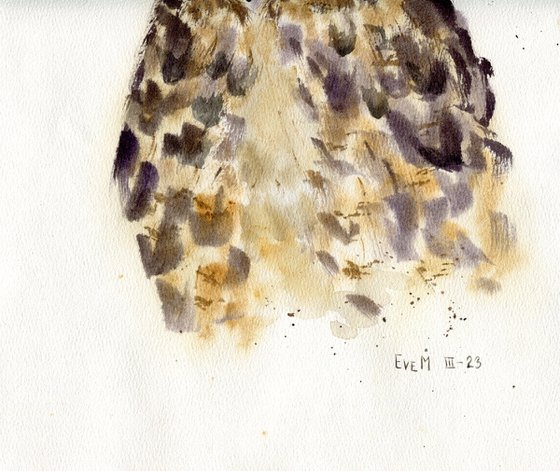 Watercolor portrait of an owl. Animalism. Original watercolor.