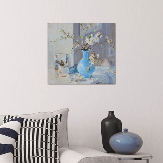 Still life with a blue vase