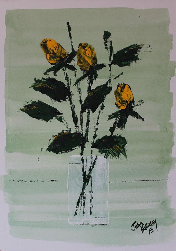 Yellow Roses in vase.