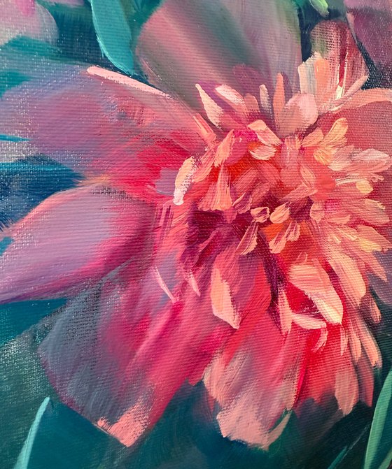 Peonies in a White Vase
