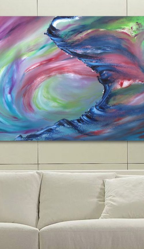 Abyss, 100x70 cm, Deep edge, LARGE XL, Original abstract painting, oil on canvas by Davide De Palma