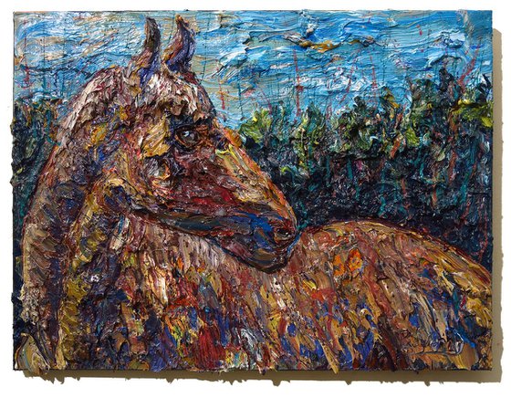 Original oil large painting horse