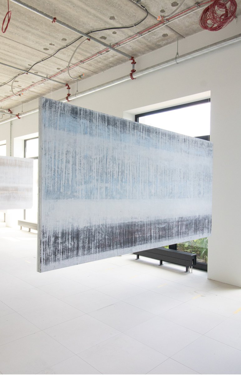 Abstract Acrylic Painting By Rokas Berziunas, 110 X 53", No. 22-36 (280 X 135 Cm), Original Artwork