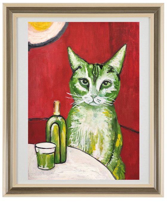 Cat, lover of absinthe