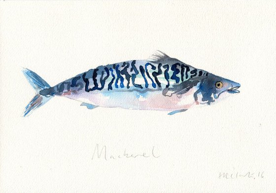 Original Mackerel Watercolor Painting