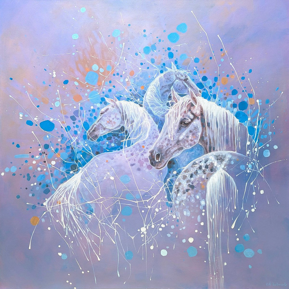 Expressive Oil Painting , Equine Spell By Gill Bustamante, 36 X 36, Artwork For Sale On Artfinder