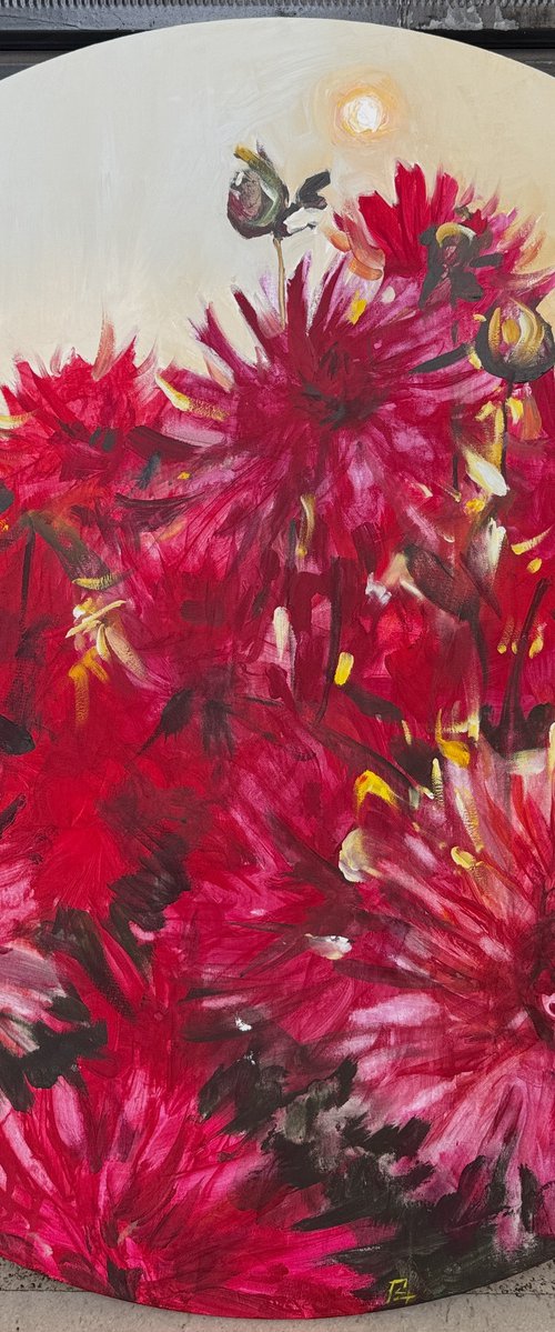 Red dahlias by Olena Hromova