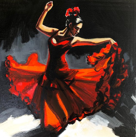 Flamenco in red motion