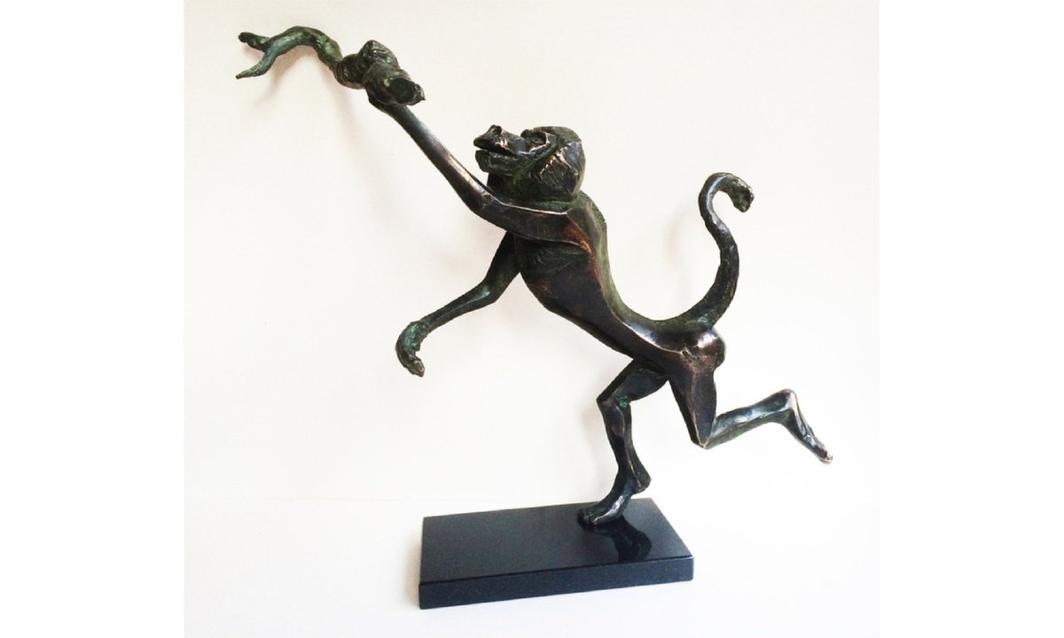 Expressive Animal Bronze Sculpture By Toth Kristof, 12 X 16", Back To The Trees, Original Artwork