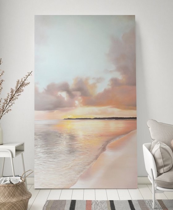 "Pink Dream" Pink beige seascape art