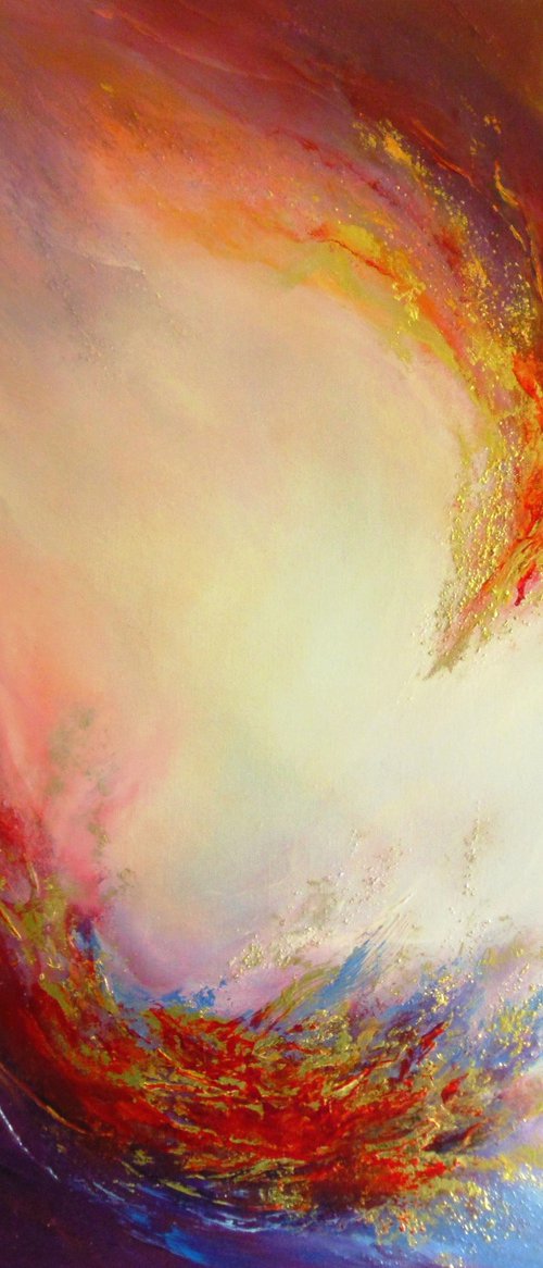 PHOENIX DAWN XIX (Textured abstract oil painting) by Gillian Luff