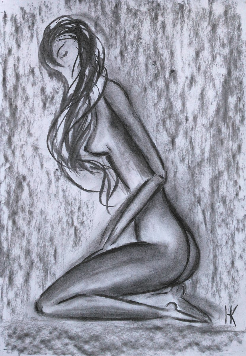 Woman Nude charcoal artwork Charcoal drawing by Halyna Kirichenko |  Artfinder