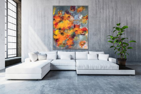 Fire Flowers - Extra large contemporary painting