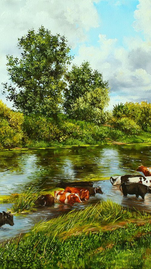 Cows at the River Watering by Natalia Shaykina