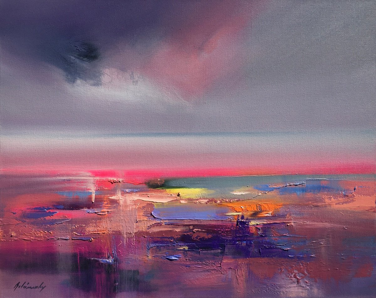 Impressionistic Landscape Oil Painting By Beata Belanszky Demko, 20 X 16, Morning Mist, Original Artwork