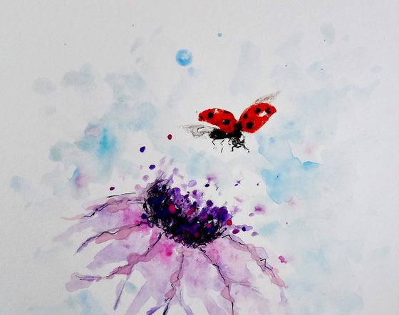 Ladybug love../gift idea/free shipping in USA for any of my artworks
