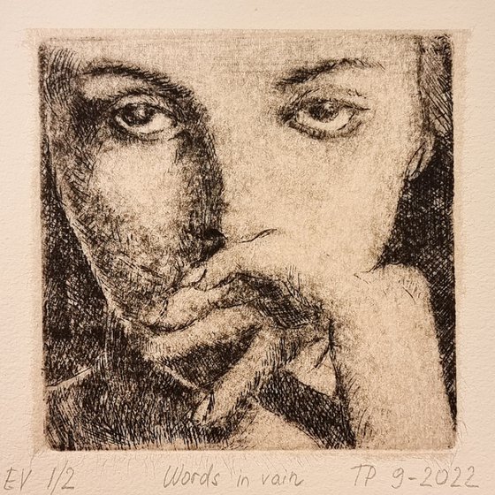 Words in vain, intaglio print with chine colle EV 1(2)