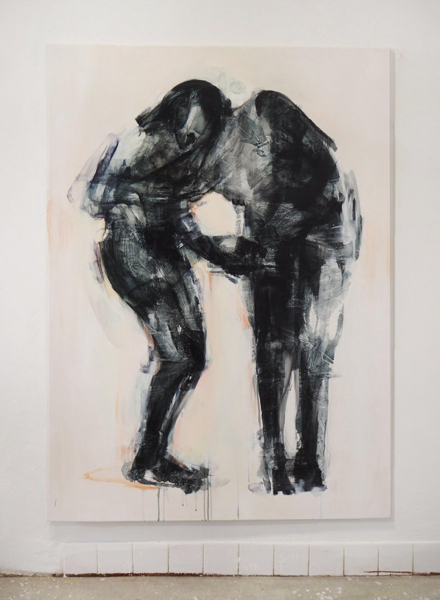 Expressive Portrait Oil Painting By Cynthia Gregorova, 39 X 55, Part Of Me (Cleavage), Original Artwork