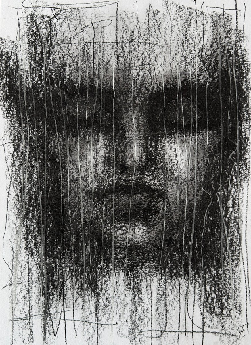 Impressionistic Portrait Charcoal Drawing By Nikola Gulev, 12 X 17", "Whispers Of The Soul", Original Artwork