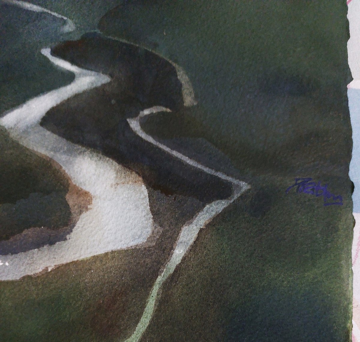 Impressionistic Landscape Watercolour By Prashant Prabhu, 11 X 30", Gorge-Ous View, Original Artwork