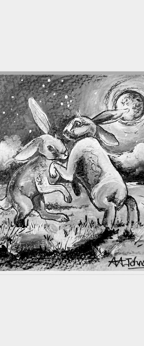 A selection of Hares - 'Shadow Boxing' by Andrew Alan Johnson