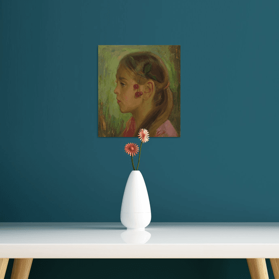 Girl with cherries