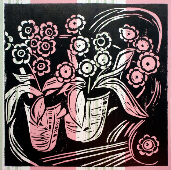 Aurriculas -  lino print on Ashbury