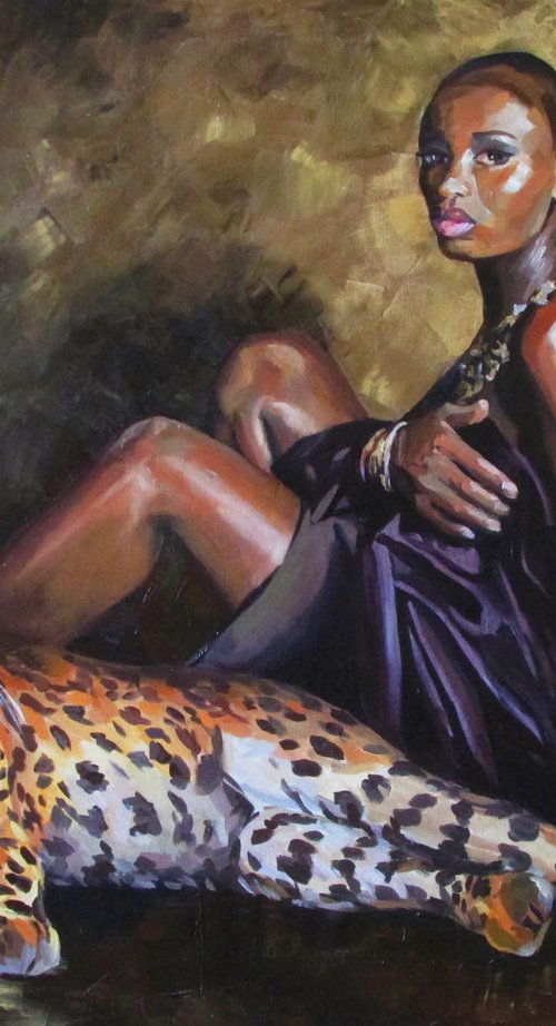 Girl with leopard by Kateryna Bortsova