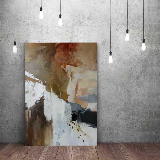 "Impression" Brown silver abstract acrylic