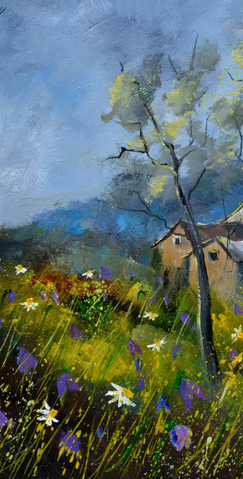 Village and flowers by Pol Henry Ledent