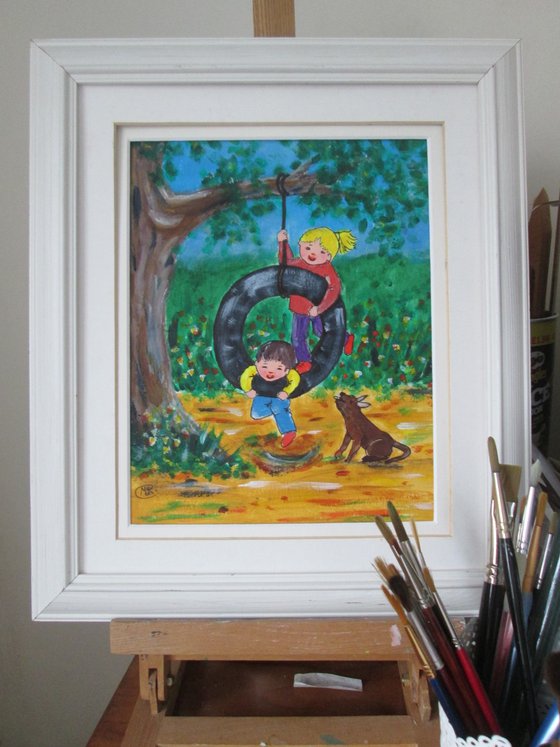 Children and Tire Swing