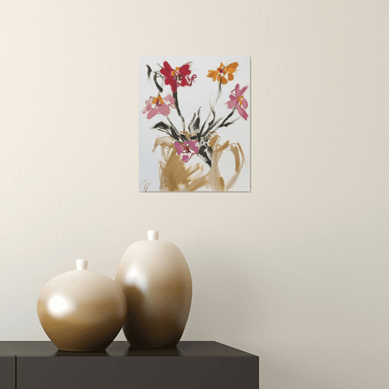 Zinnias In Ochre Jug
