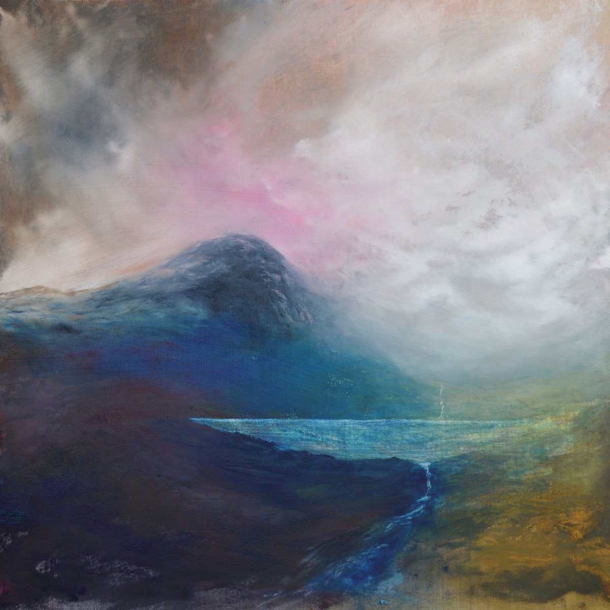 Impressionistic Landscape Oil Painting By Oconnart, 24 X 24", Misty Tarn, Original Artwork