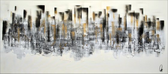 Golden Skyline  - Abstract Art - Acrylic Painting - Canvas Art - Abstract Painting - Industrial Art - Statement Painting