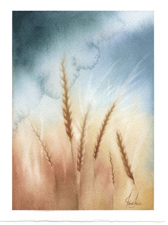 Yesterdays II - Barley Field Watercolor