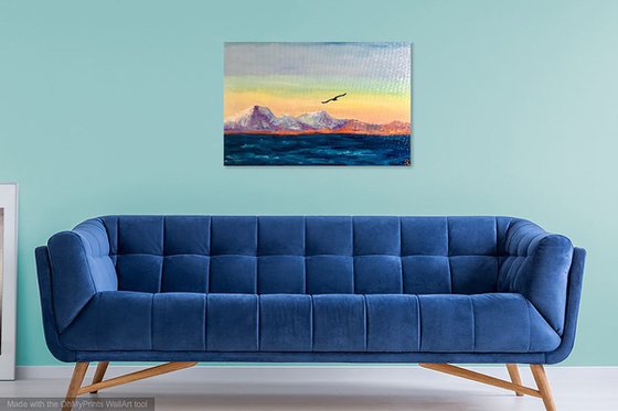 Iceland sea oil painting on canvas