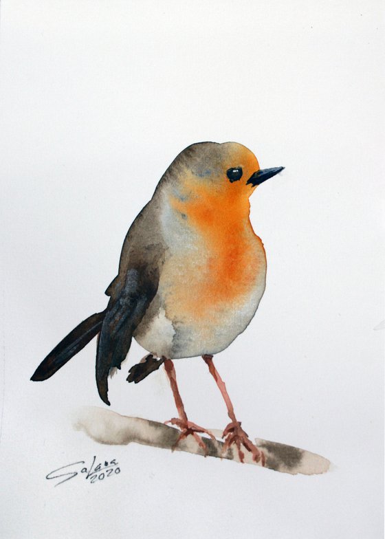 Robin III - Bird portrait /  ORIGINAL PAINTING