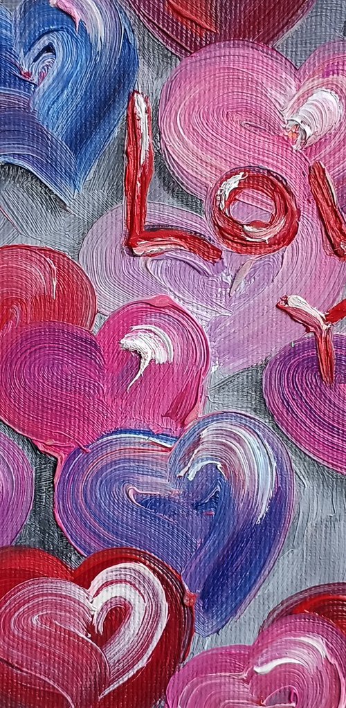 Love you - oil painting, love, lovers, heart, for woman, gift for lovers, in love by Anastasia Kozorez