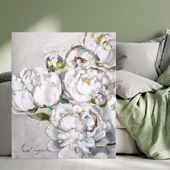 Peonies painting textured art