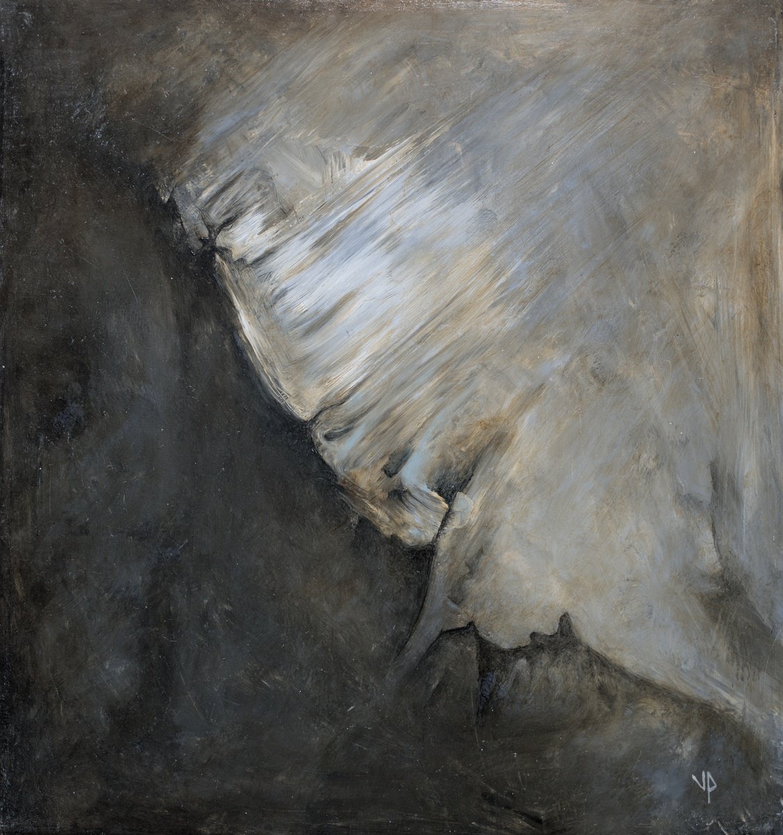 Expressive Abstract Oil Painting By Vadims Pjatrikovs, 11 X 11", Wings, Original Artwork